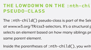 Sidebar: The lowdown on the :nth-child() pseudo-class